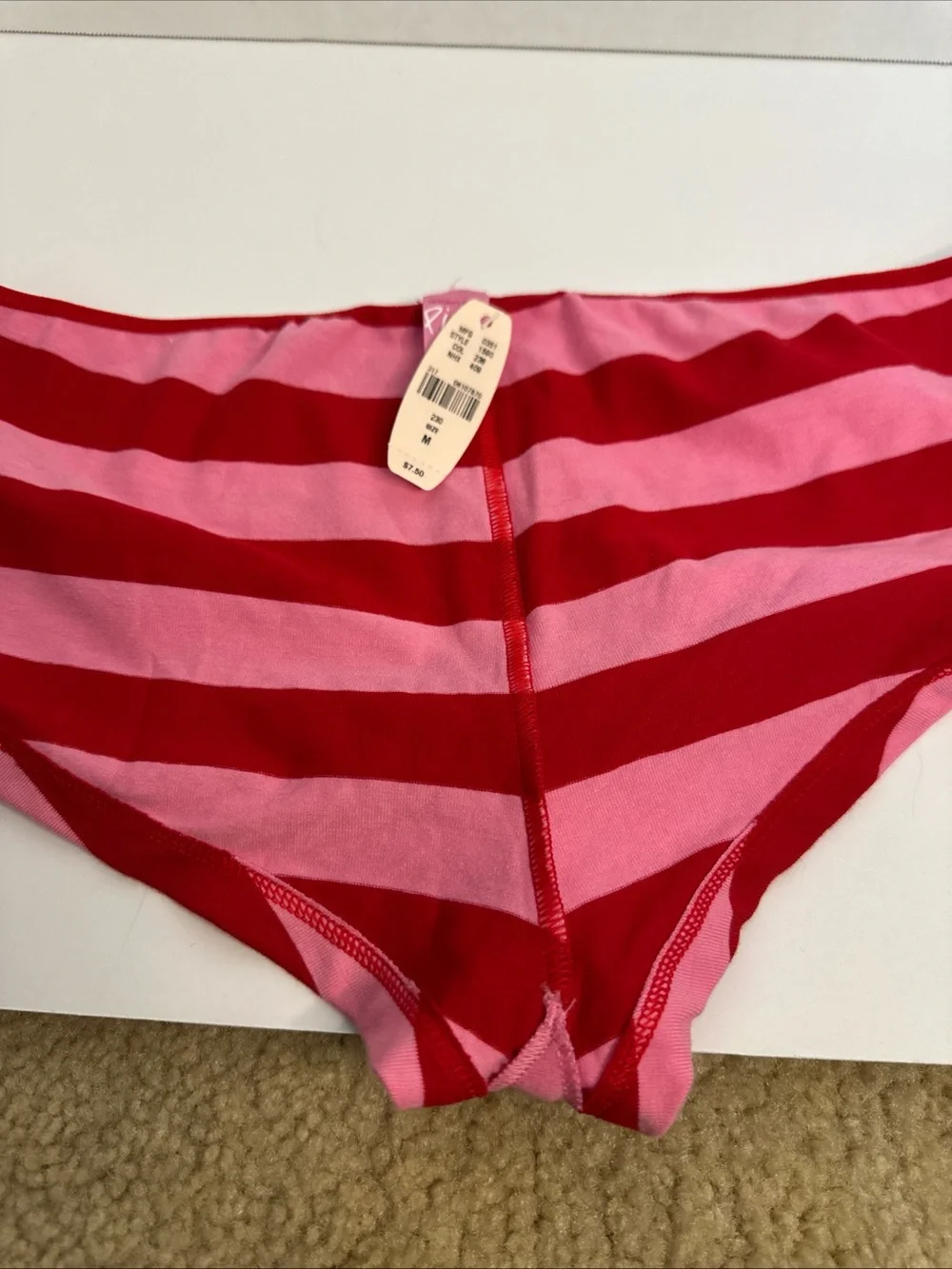 Y2K Victoria’s Secret PINK BoyShorts NWT Size M Red Pink Striped Rare
